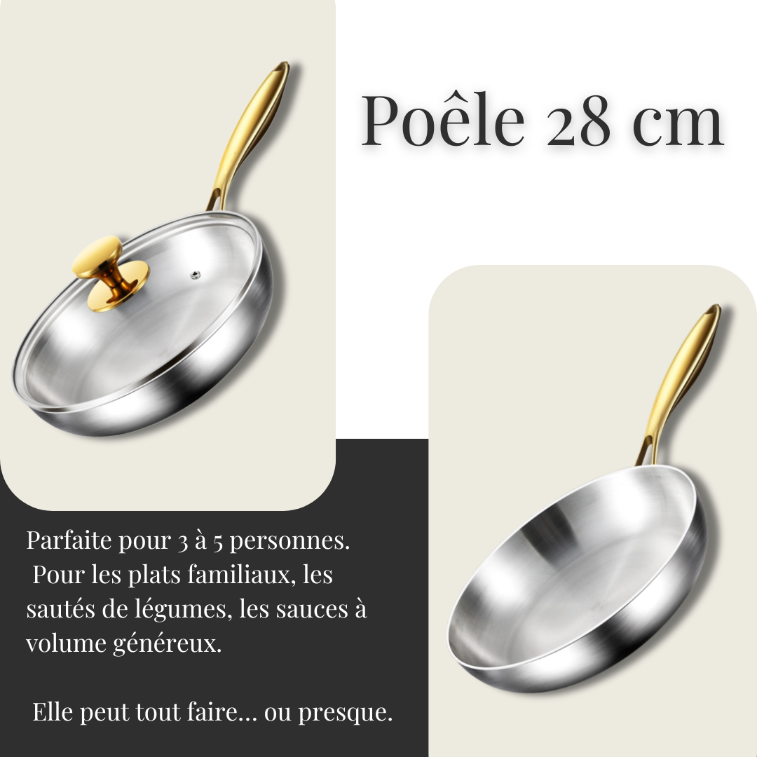 Poêle inox 28 cm – Inox 316 sans revêtement