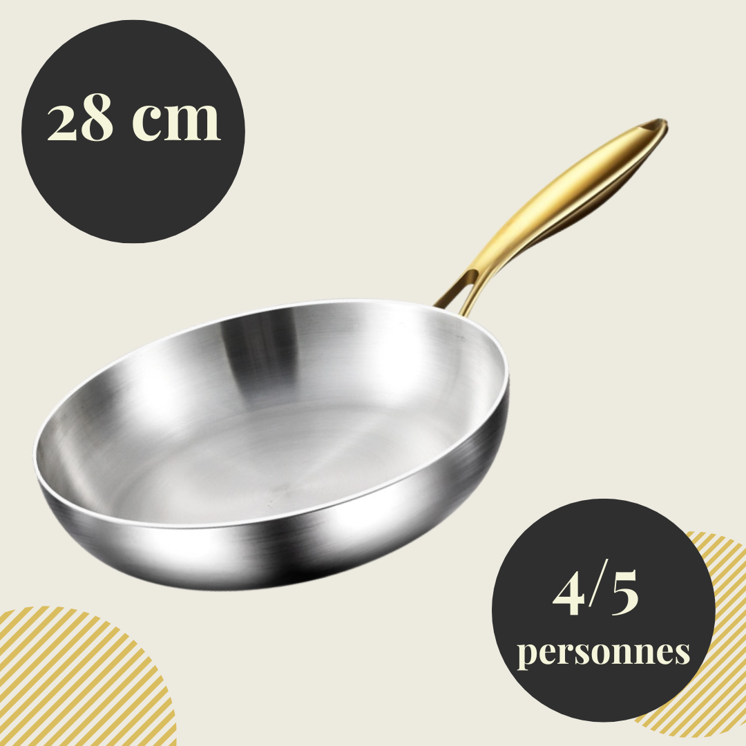 Poêle inox 28 cm – Inox 316 sans revêtement