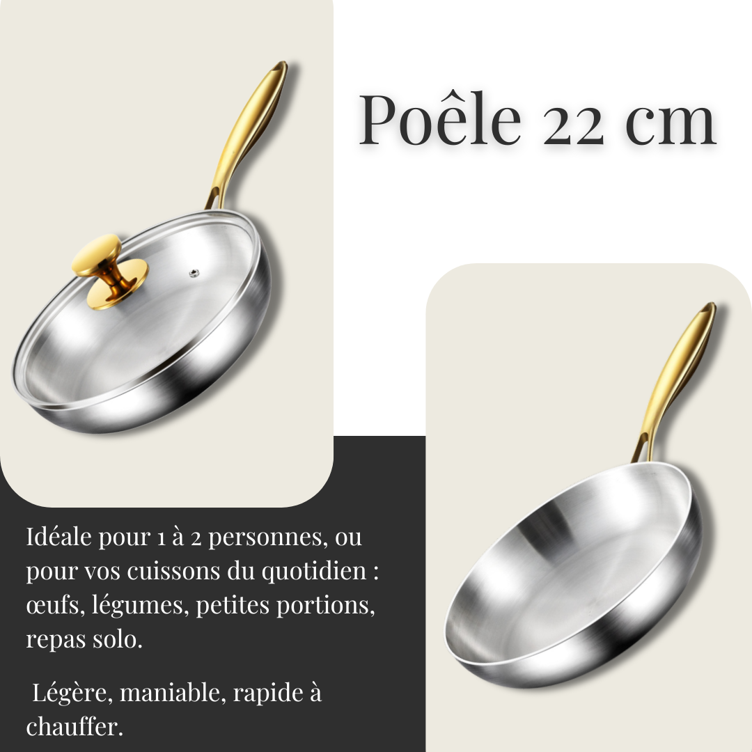 Poêle inox 22 cm – Inox 316 sans revêtement