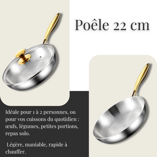 Poêle inox 22 cm – Inox 316 sans revêtement